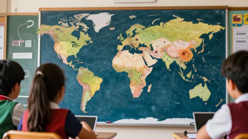 Geografía divertida en un aula vibrante