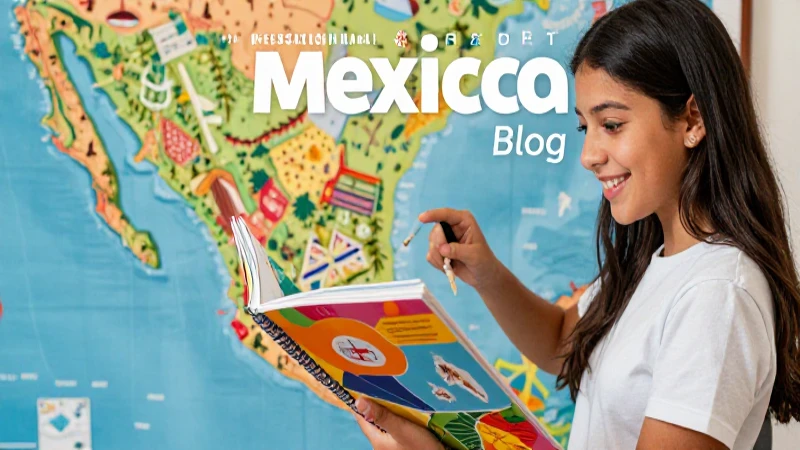 Diseño vibrante de estudiante mexicano y geografía