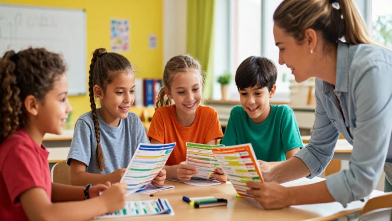 Fichas escolares y actividades para todas las edades 3 Aula vibrante: niños y maestra alegres