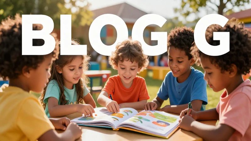 Niño feliz interactúa con libro educativo colorido