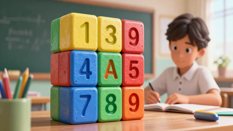 Cuadrado mágico 1-9, diseño educativo moderno