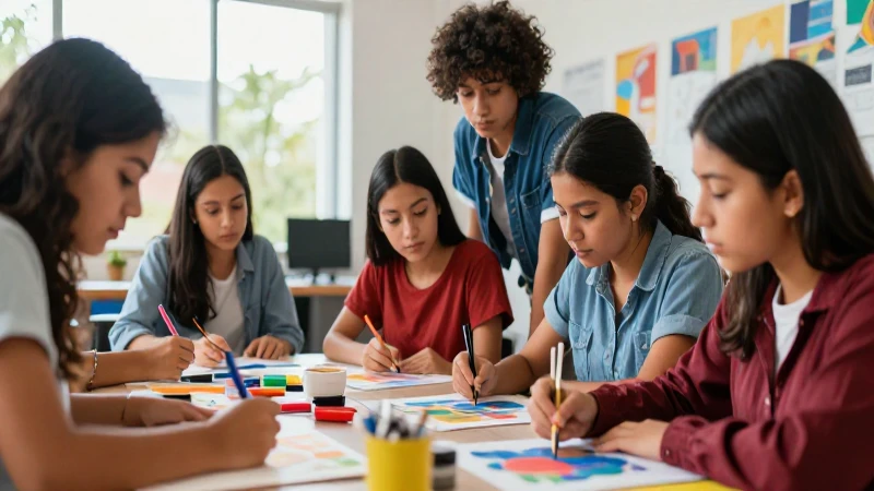 Jóvenes mexicanos creando arte vibrante