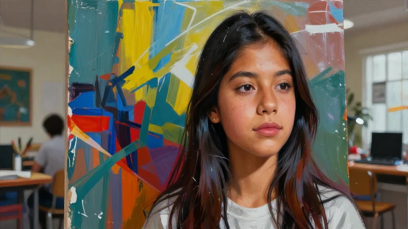 Estudiante mexicano creativo en estudio vibrante