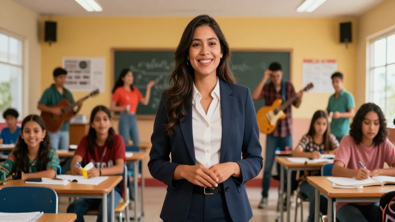 Profesor en aula mexicana dinámica