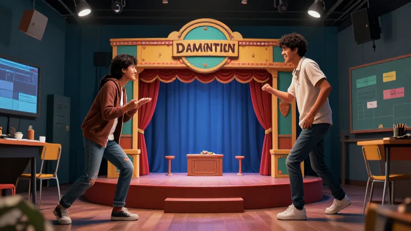 Estudiantes mexicanos en teatro educativo vibrante