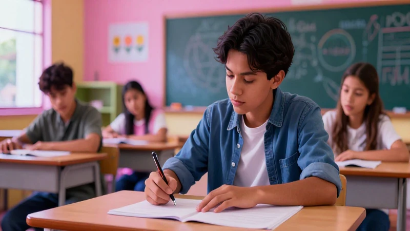 Estudiante serio aprende con intensidad en México