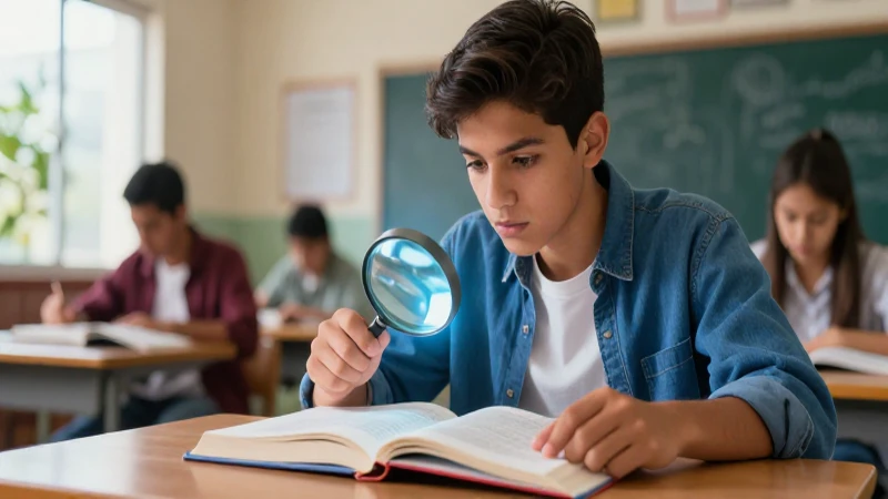 Estudiante mexicano estudia en aula vibrante