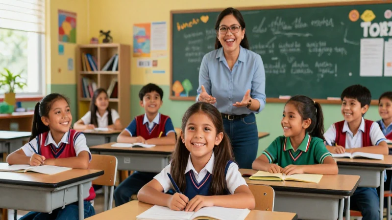 Estudiantes mexicanos felices aprenden en un aula vibrante