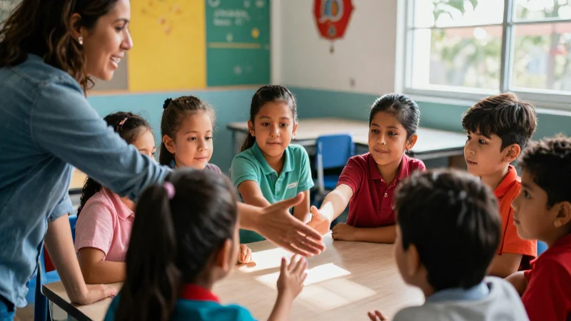 Niños mexicanos aprendiendo con guía moderna