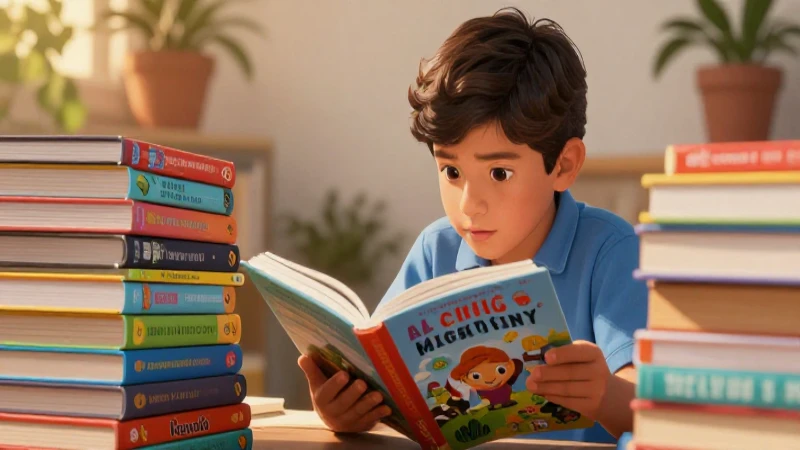 Potencia el desarrollo de tus hijos con la literatura infantil 3 Ilustración vibrante de niño lector mexicano