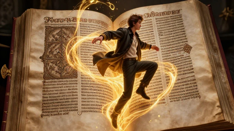 La influencia perdurable de la literatura renacentista en la literatura juvenil actual 4 Joven moderno con manuscrito renacentista iluminado