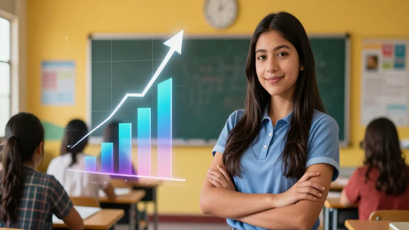 Aumenta tu rendimiento académico con estos métodos de evaluación 5 Estudiante mexicano en aula moderno con gráfica abstracta