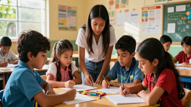 Éxito de la Nueva Escuela Mexicana: Impacto del plan de estudios y la comunidad educativa 4 Estudiantes mexicanos colaborando en proyecto