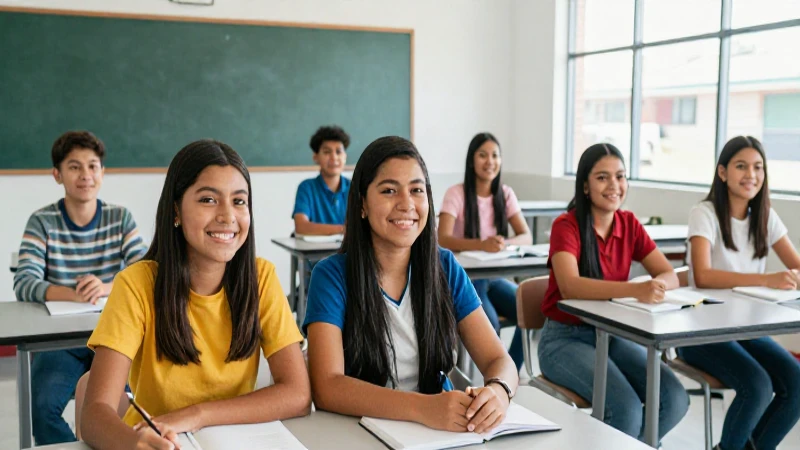 Éxito de la Nueva Escuela Mexicana: Impacto del plan de estudios y la comunidad educativa 6 Estudiantes mexicanos sonriendo en un aula moderna y vibrante