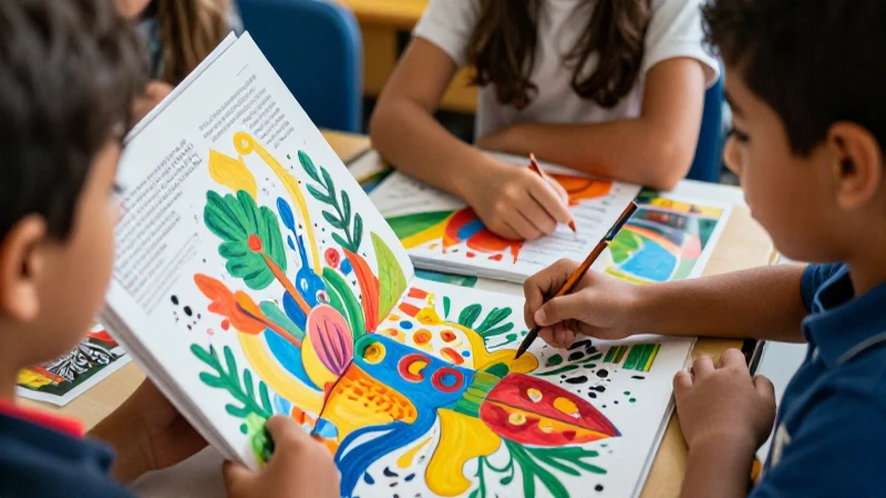 Libros de arte en la SEP: objetivo y valor educativo 4 Estudiante interactúa con vibrantes libros de arte