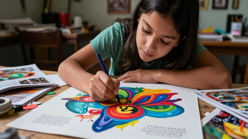 Libros de arte en la SEP: objetivo y valor educativo 3 Estudiante mexicano crea arte vibrante con intensidad