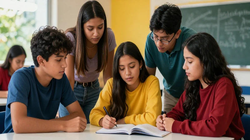Estudiantes mexicanos colaborando en entorno moderno