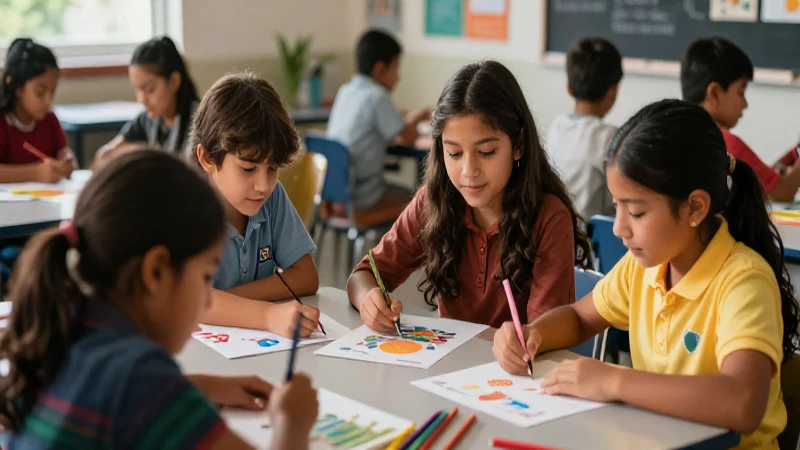 Niños mexicanos crean arte en moderno salón soleado
