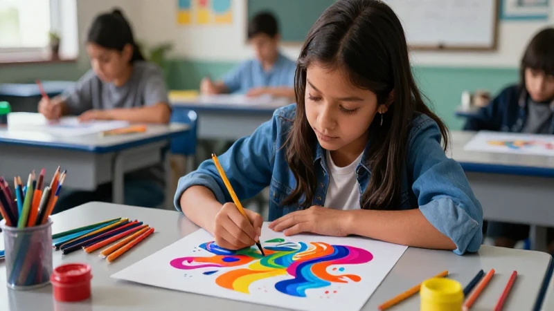 Avances y perspectivas en educación artística y diseño de la Nueva Escuela Mexicana 4 Estudiante mexicano crea arte abstracto vibrante