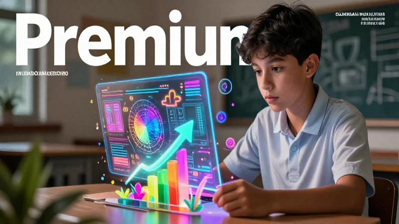 Estudiante enfocado con visualización educativa dinámica