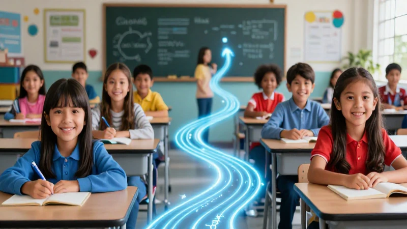 Estudiantes mexicanos felices avanzan hacia el aprendizaje