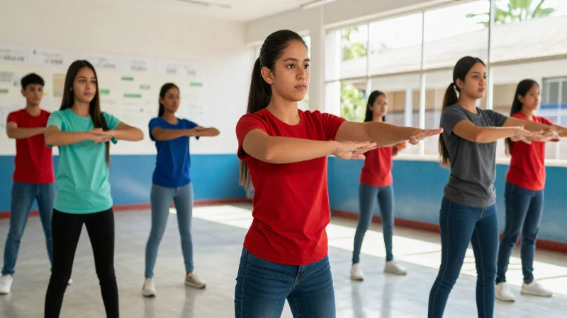 La Nueva Escuela Mexicana: Promoviendo la Actividad Física en Jóvenes 3 Estudiantes mexicanos dinámicos en entorno escolar moderno