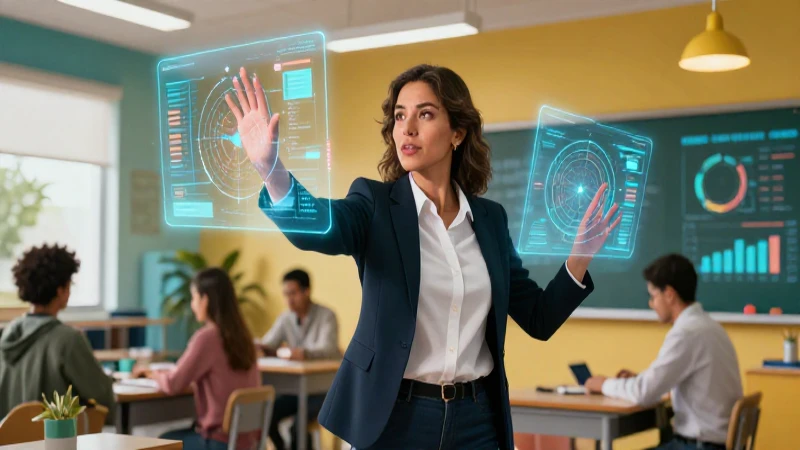 Educador mexicano interactúa con datos educativos