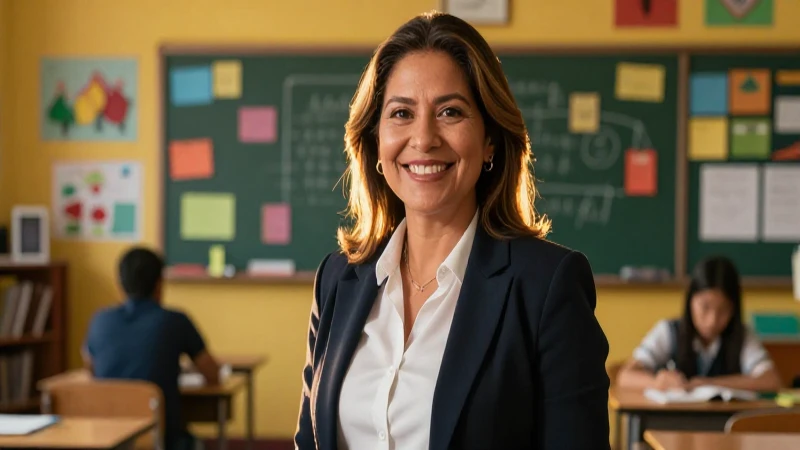 Docentes clave en la Nueva Escuela Mexicana: garantía de éxito educativo 3 Profesor mexicano sonriente en clase vibrante y luminosa