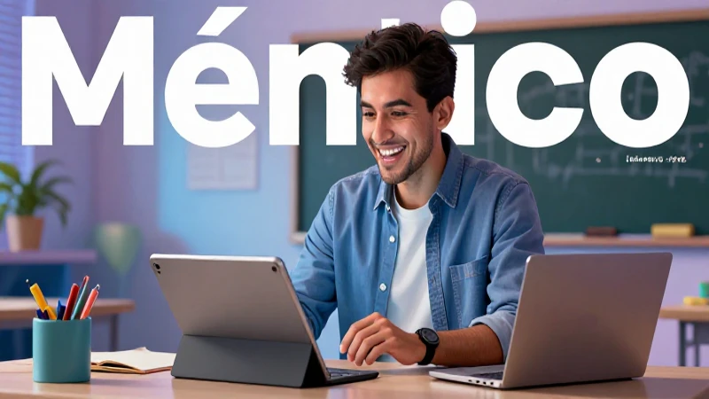 Educador mexicano dinámico en entorno educativo moderno