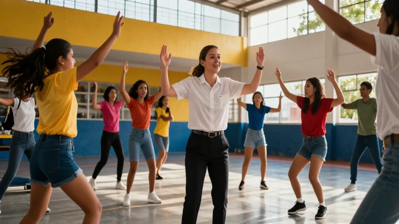 El papel crucial del docente en la educación física - Conoce la importancia de los profesores 3 Profesor carismático dirige clase vibrante en México