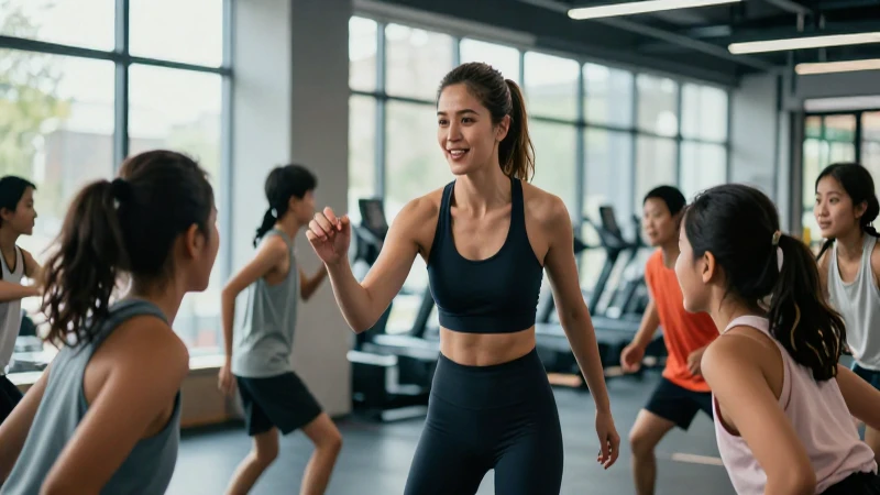 Mejora tus prácticas de evaluación y retroalimentación en Educación Física: Guía para maestros 4 Profesora activa y entusiasta en gimnasio moderno