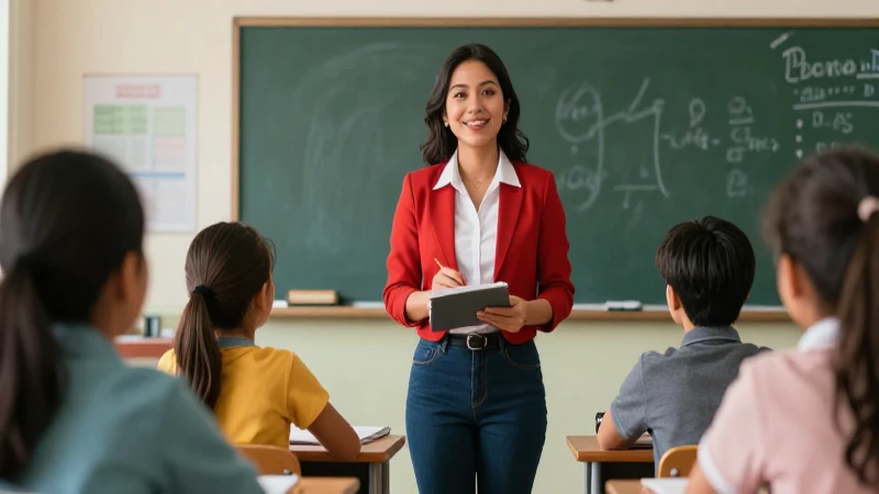Profesora mexicana profesional guía a estudiantes diversos