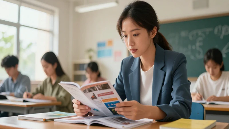 El papel clave del docente en la selección de materiales educativos 4 Maestra elige materiales en un aula moderna