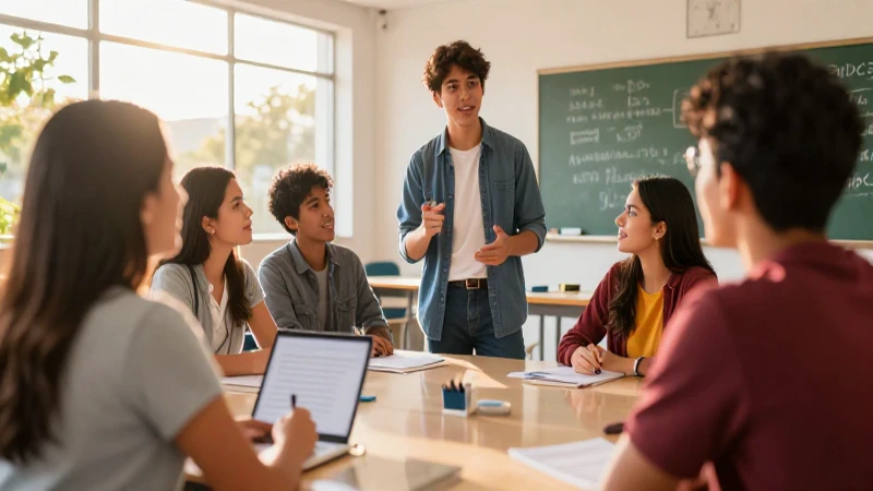 El estudiante en la escuela nueva: marca la diferencia 4 Estudiante guía discusión escolar moderna vibrante