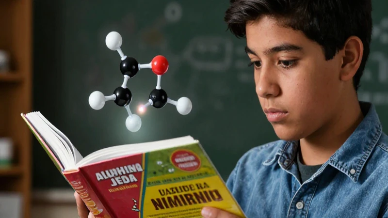 Estudiante mexicano con modelo molecular brillante