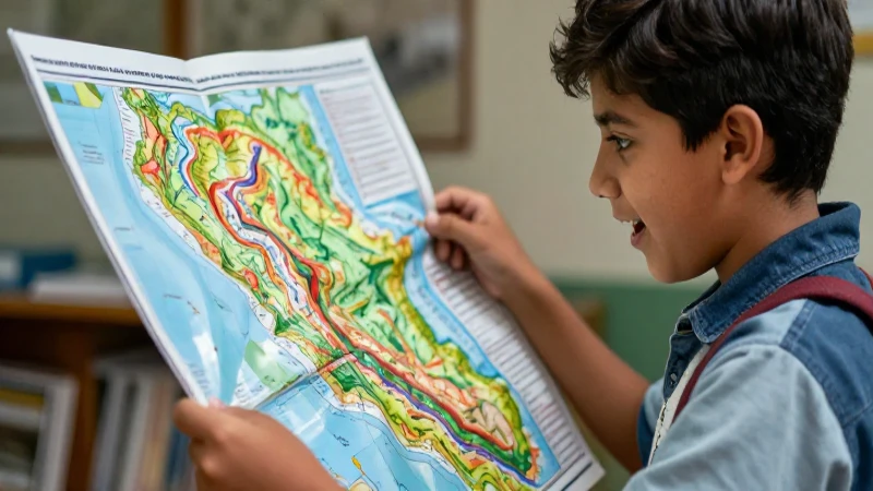 Conoce cómo dominar la geografía: claves para entender los libros de geografía 4 Estudiante mexicano aprende geografía con mapa vibrante