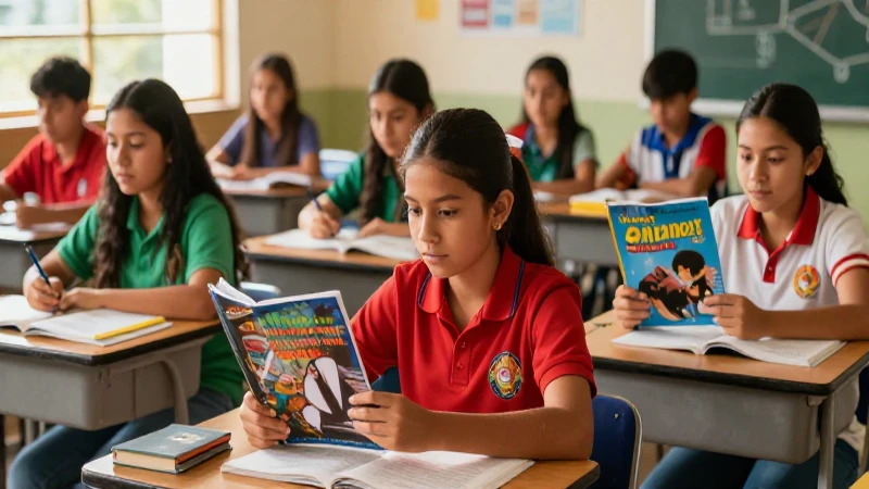 Potencia el gusto por leer en estudiantes con libros de la SEP: fomenta la lectura juvenil 4 Estudiantes mexicanos vibrantes en aula educativa