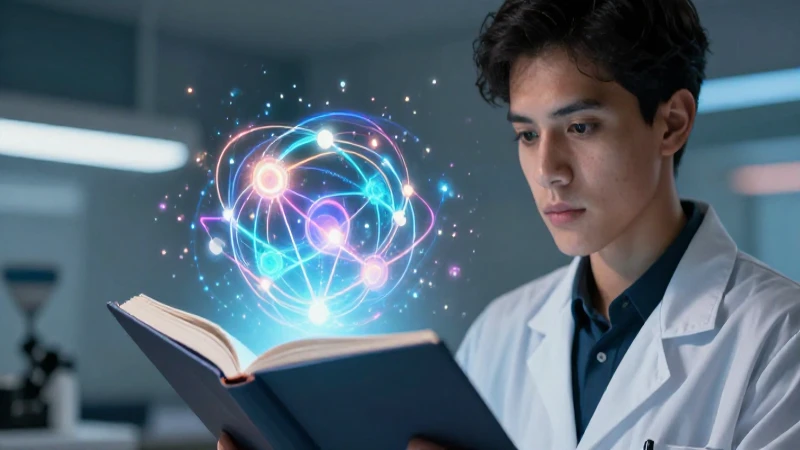Experto joven ilustra idea central académica dinámica