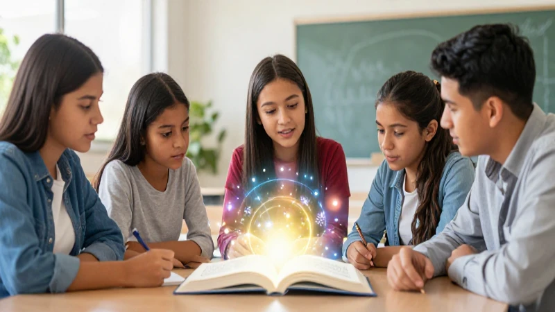 Jóvenes mexicanos aprendiendo con conocimiento brillante