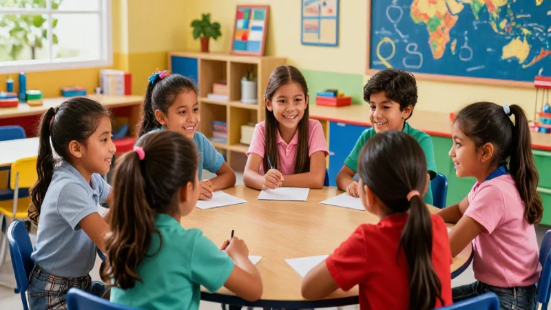 Diversos niños mexicanos aprenden en aula vibrante