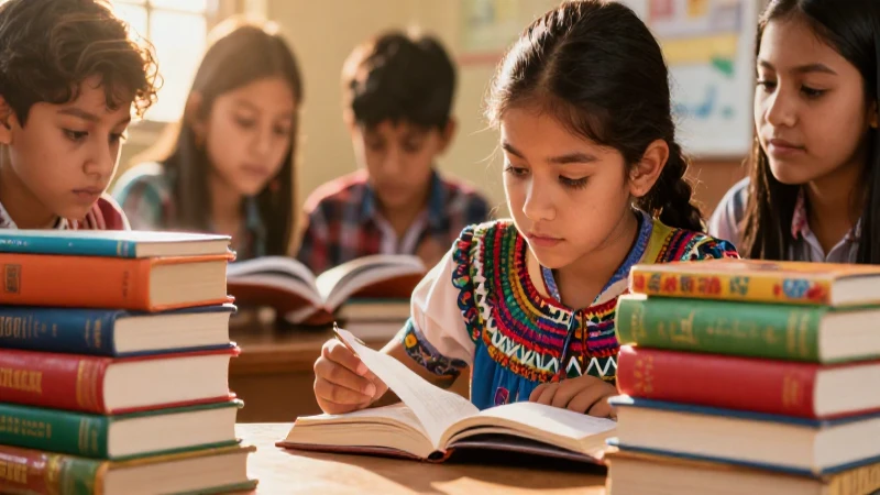Leer para aprender: potencia el conocimiento de los estudiantes con la lectura juvenil y universal 4 Estudiante mexicano aprende bajo luz dorada