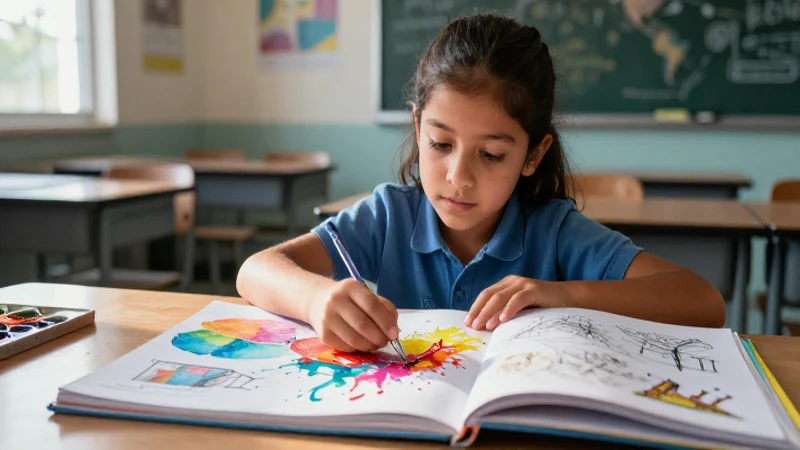 Desarrolla la creatividad escolar con libros de arte en el currículo 3 Niño mexicano creativo dibuja con intensidad