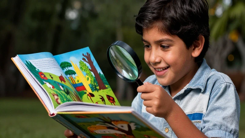 Niño mexicano explorando naturaleza con lupa