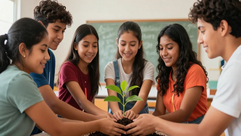 Claves de educación cívica: formando ciudadanos responsables 3 Estudiantes mexicanos plantan un árbol con entusiasmo