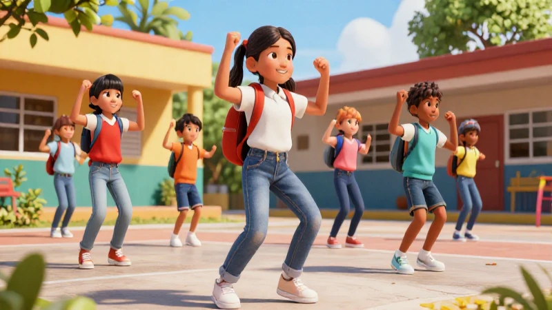 Niños mexicanos en acción, estilo revista vibrante