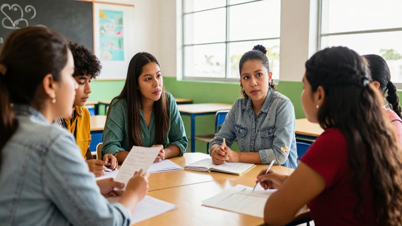 Comunidad colaborando en aula mexicana moderna