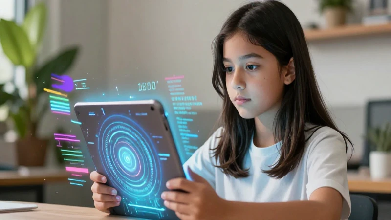 Estudiante mexicano enfocado con tablet digital avanzada