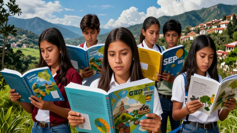 Estudiantes mexicanos observando mapas de México