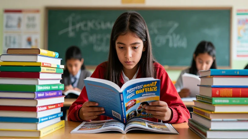 Joven leyendo en aula mexicana moderna