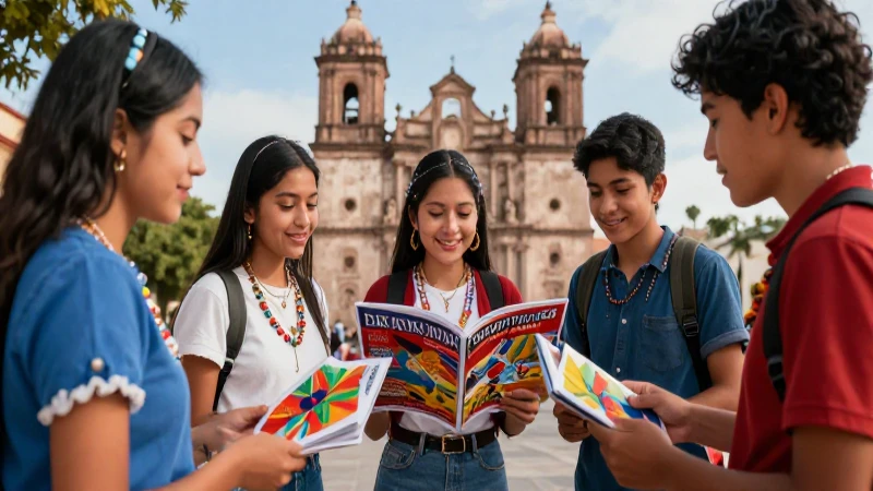 Estudiantes mexicanos son felices ante arte cultural